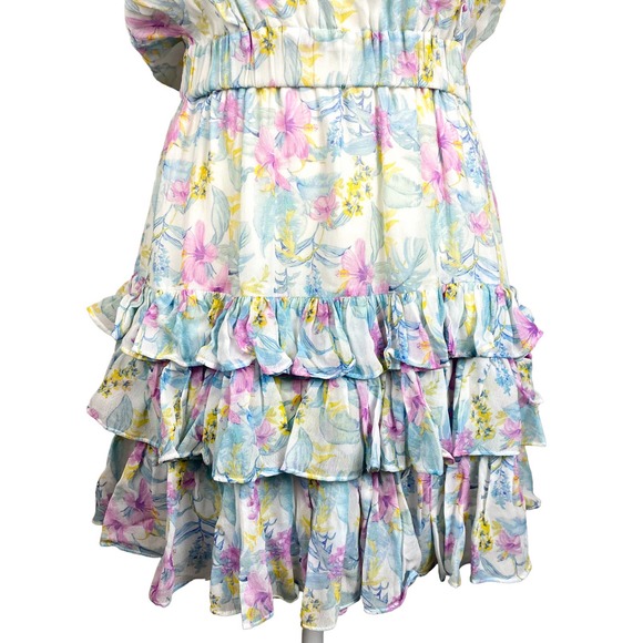 LoveShackFancy Ivoire Floral Chiffon Mini Dress Size Small - Picture 8 of 14
